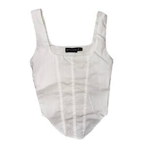 PrettyLittleThing White Square Neck Corset Top - Size UK 4 / US 0